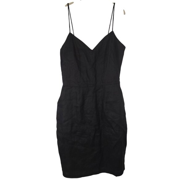 Lu-ciee Black Linen Pencil Dress Minimalist Eco Friendly Beachy Sustainable Sz L - Picture 4 of 9